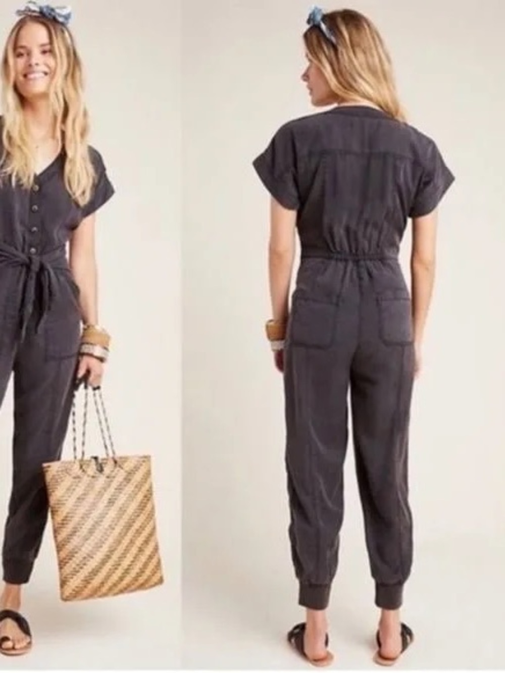 Washed Charcoal Utility Jumpsuit - Women's - Picture 5 of 5